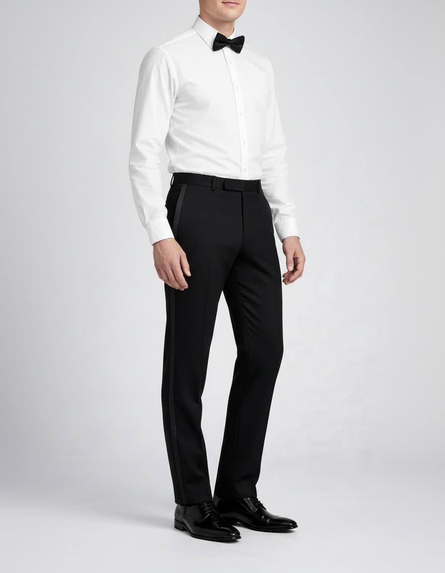 Smokingbroek polywol zwart — op model