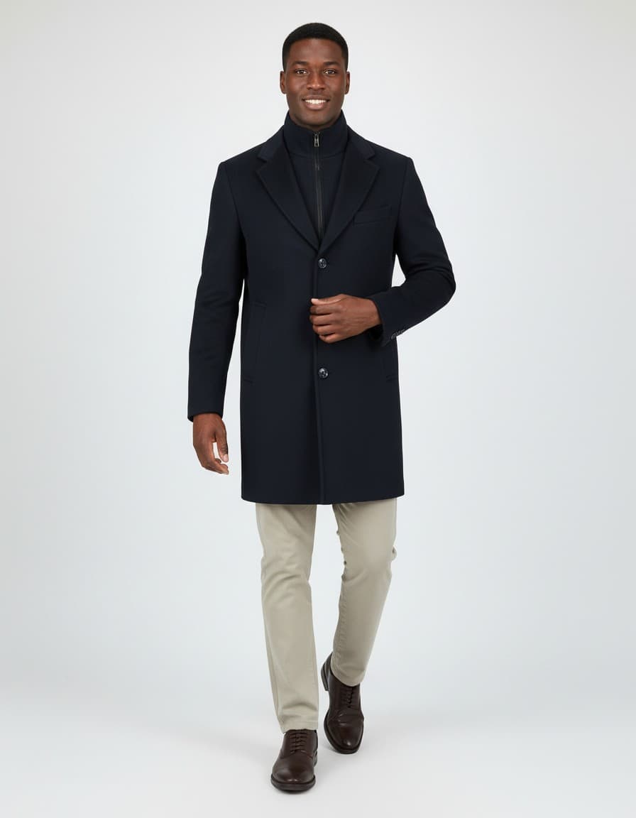 Coat windvanger blauw — op model