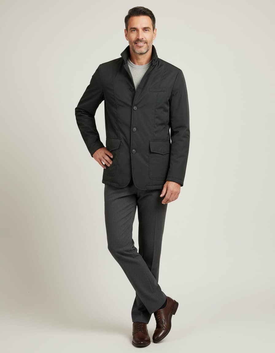 Coat windvanger olijf — op model