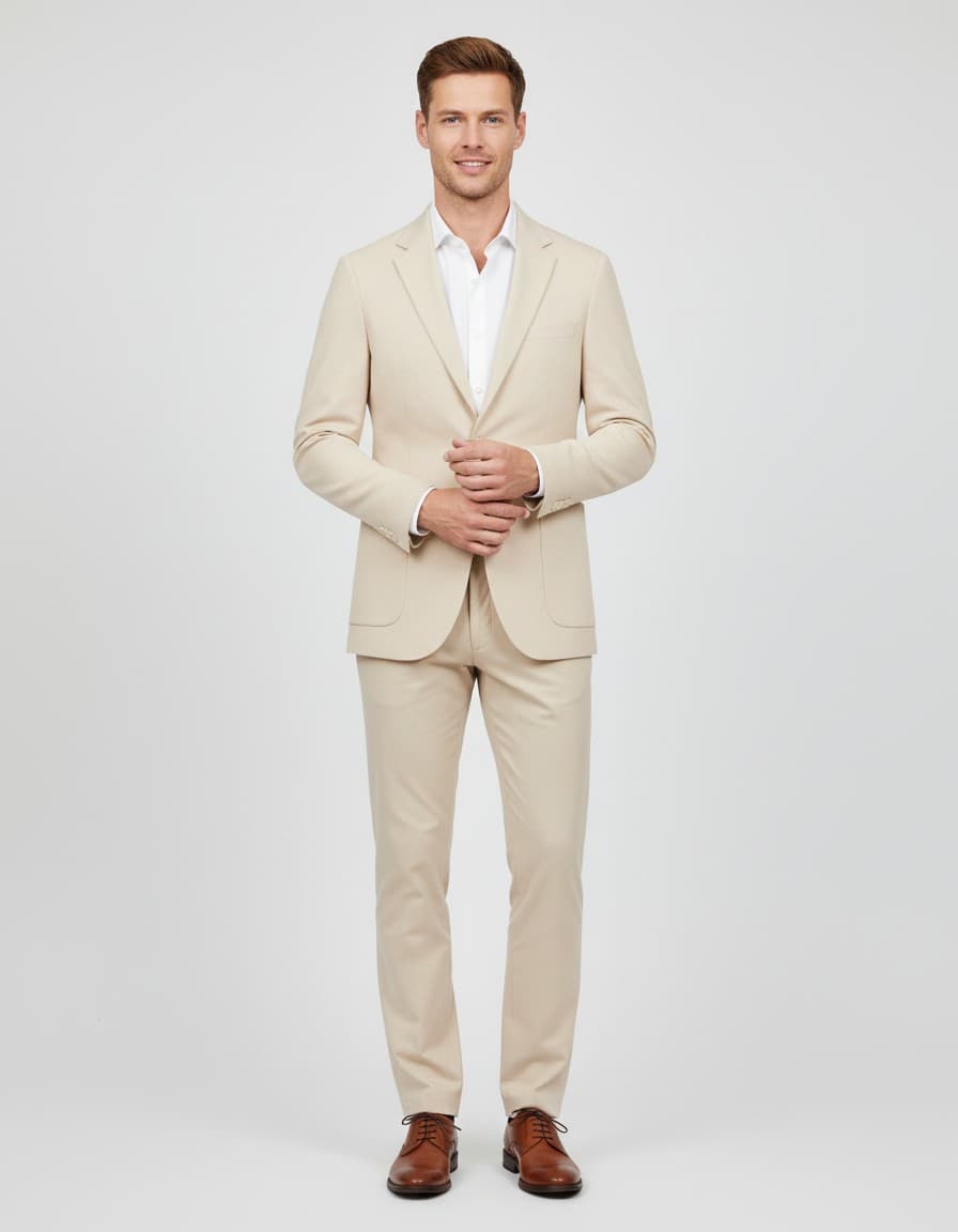 Colbert stretch beige — op model