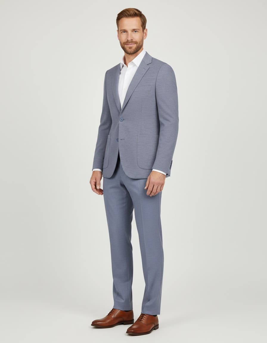 Colbert stretch blauwgrijs — op model