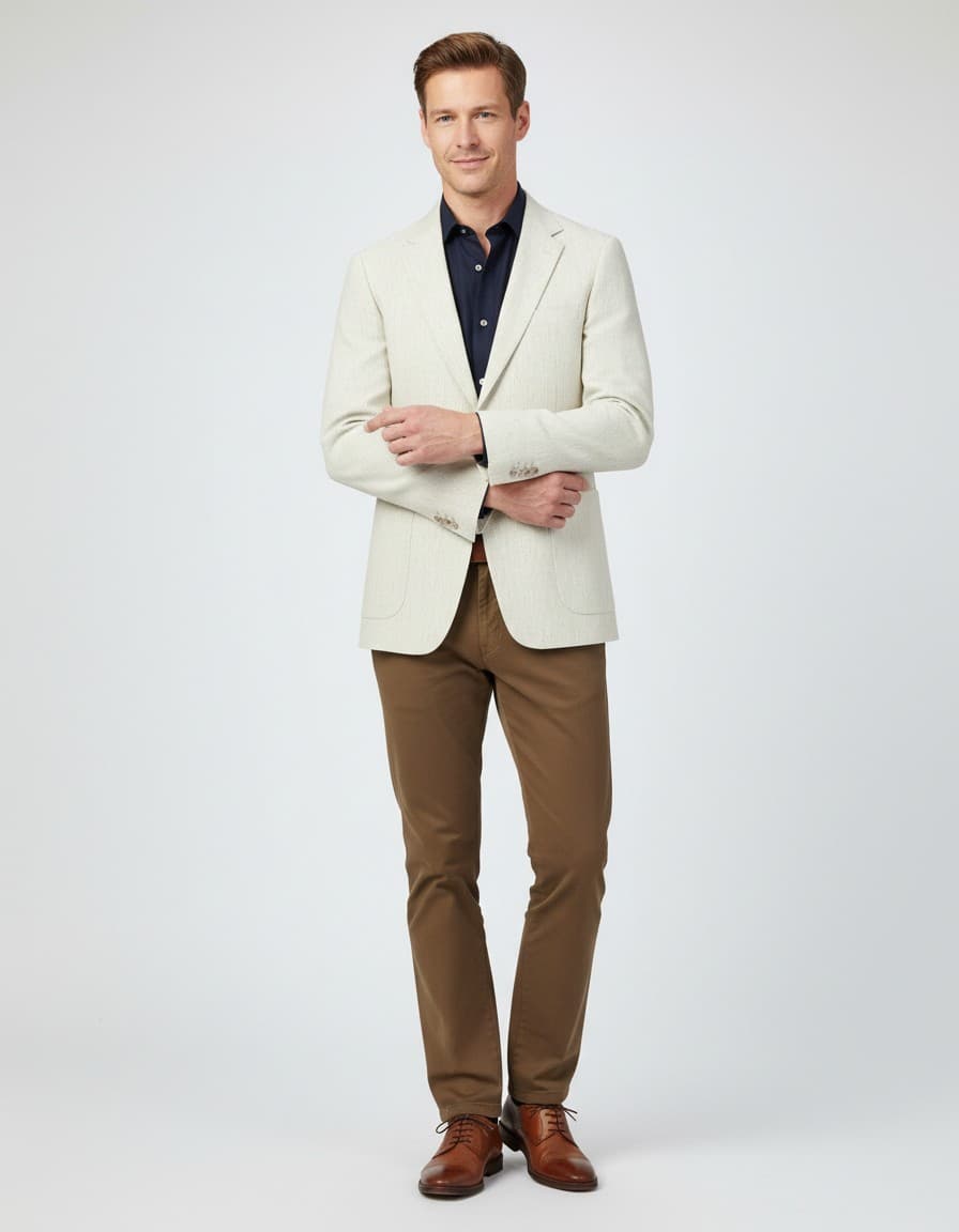 Colbert wolblend beige — op model