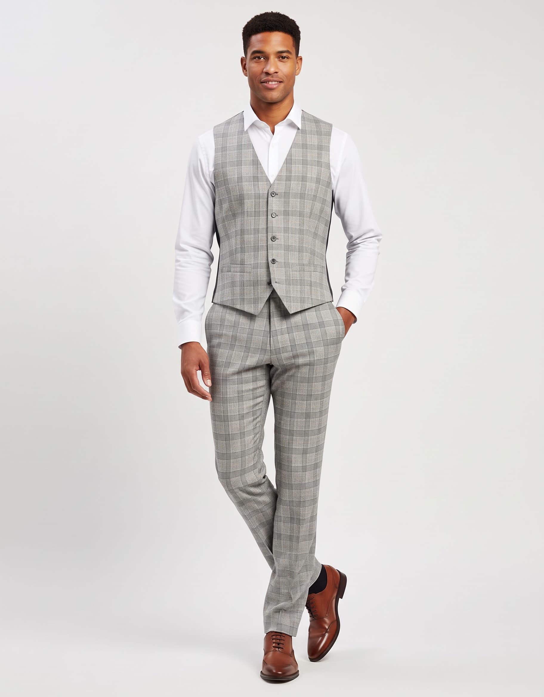 Gilet overruit grijs-brique — op model