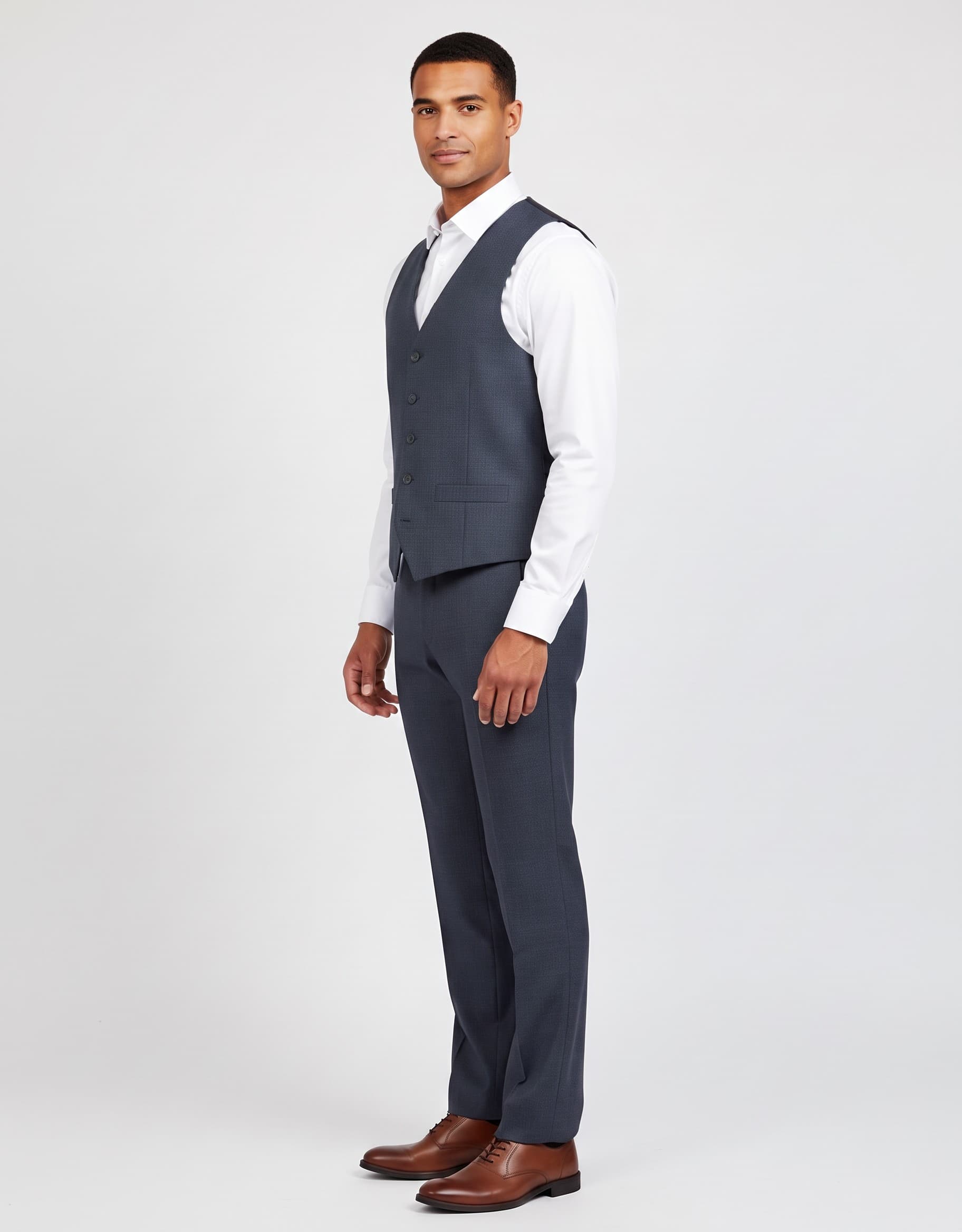 Gilet stretch blauw — op model