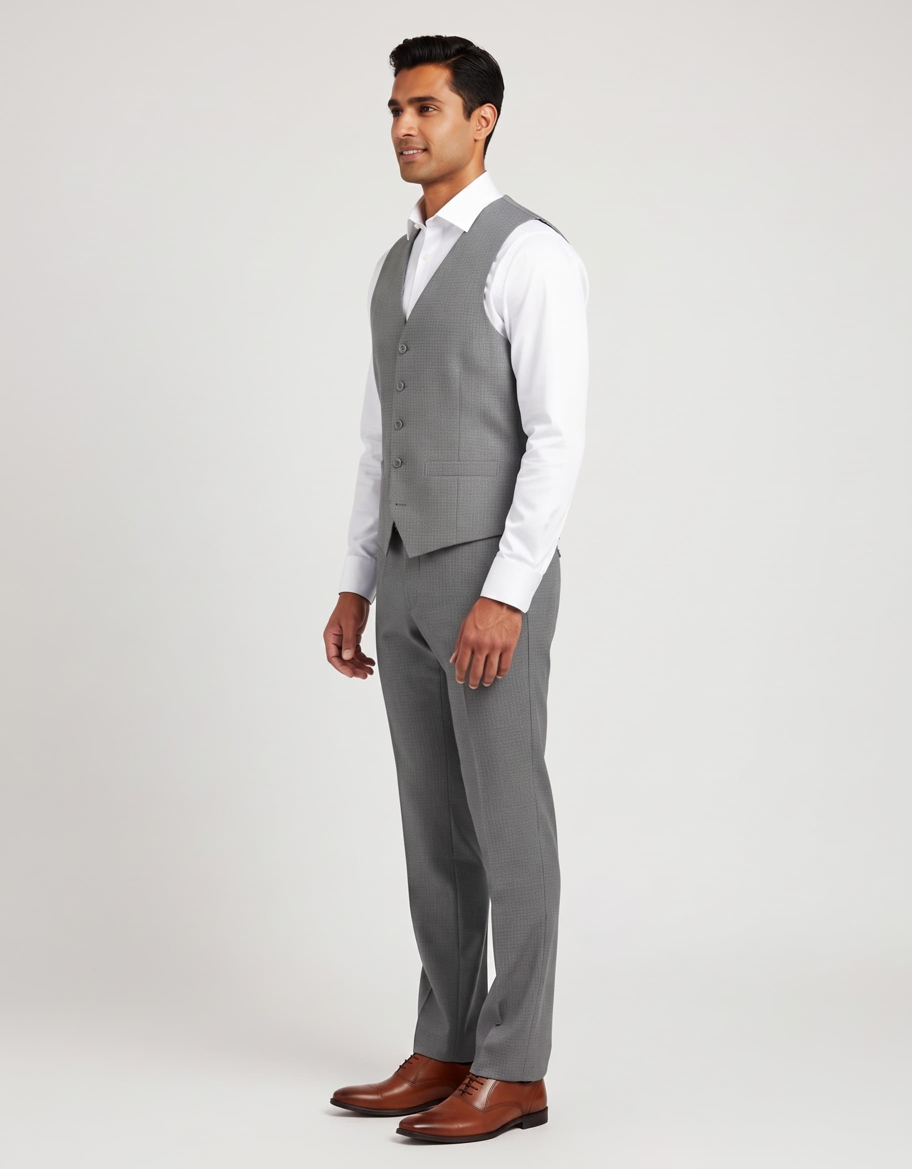 Gilet stretch grijs — op model