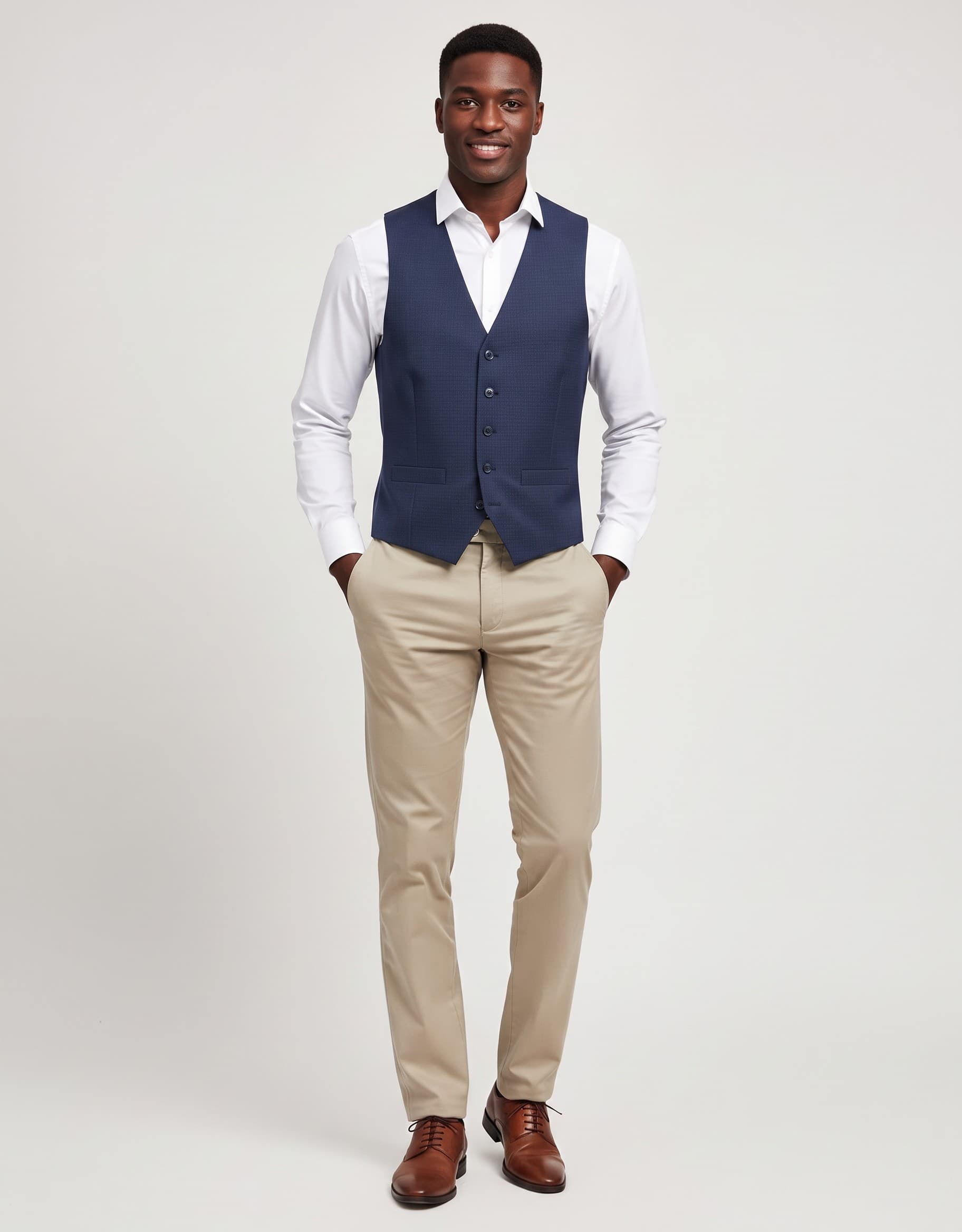 Gilet structuur royalblue — op model