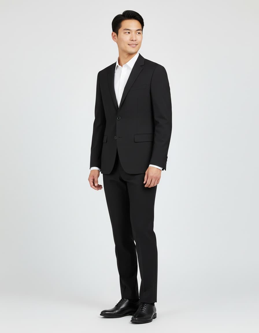 Colbert wolblend zwart Mix & Match — op model