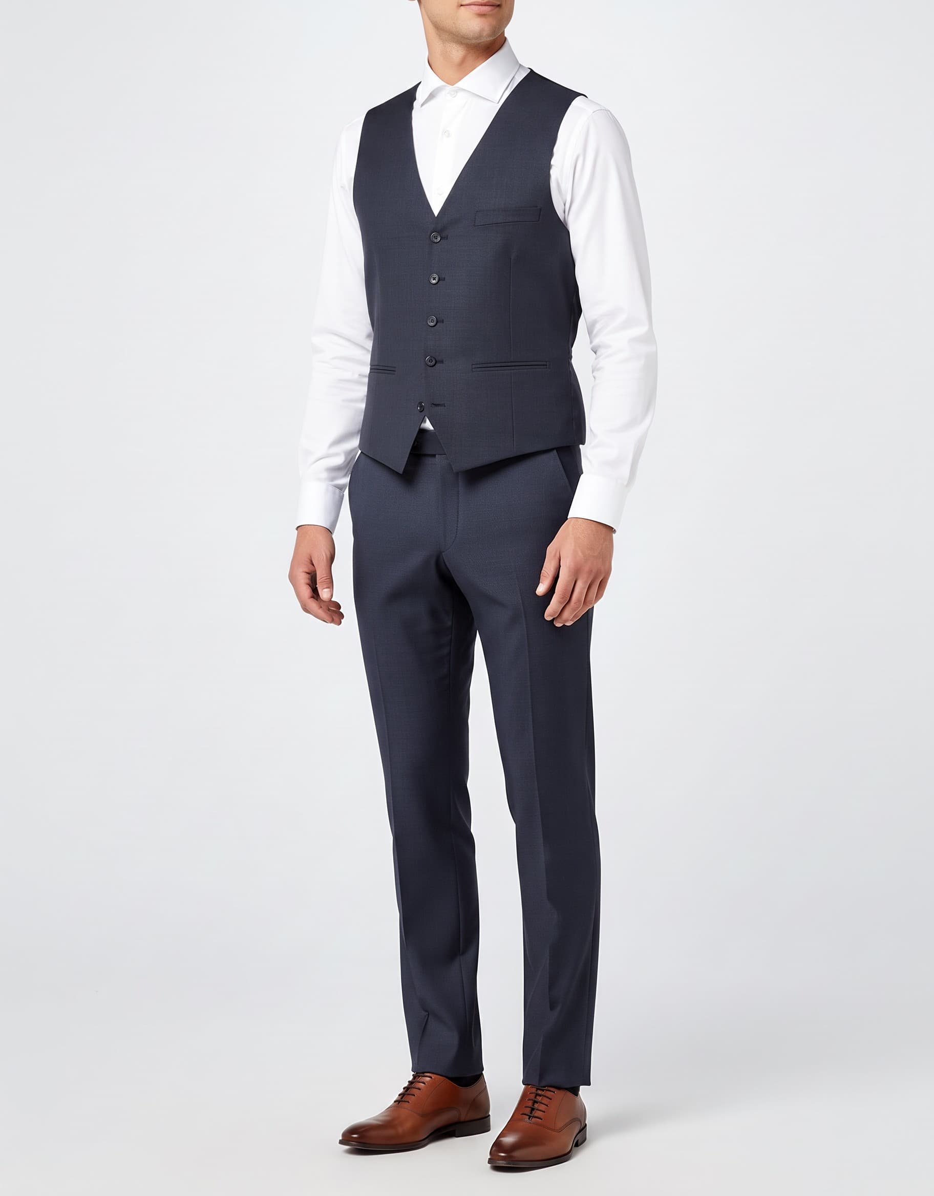 Gilet Wol blauw Mix & Match — op model