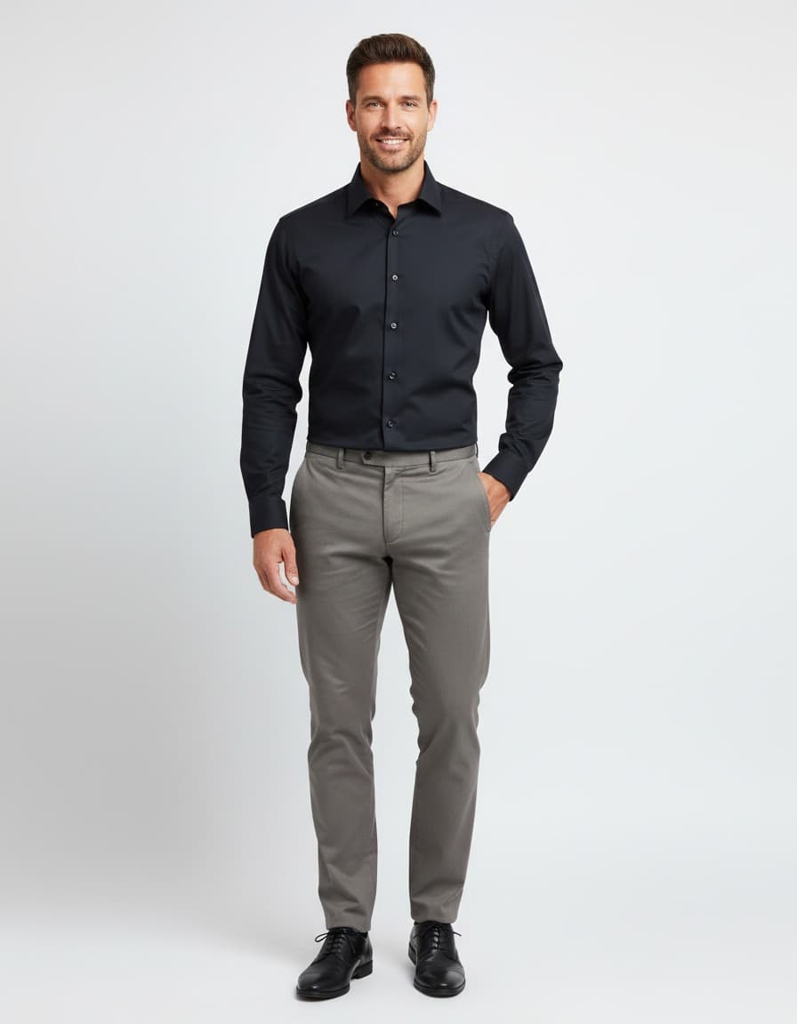 Marvelis modern-fit zwart ML7 — op model