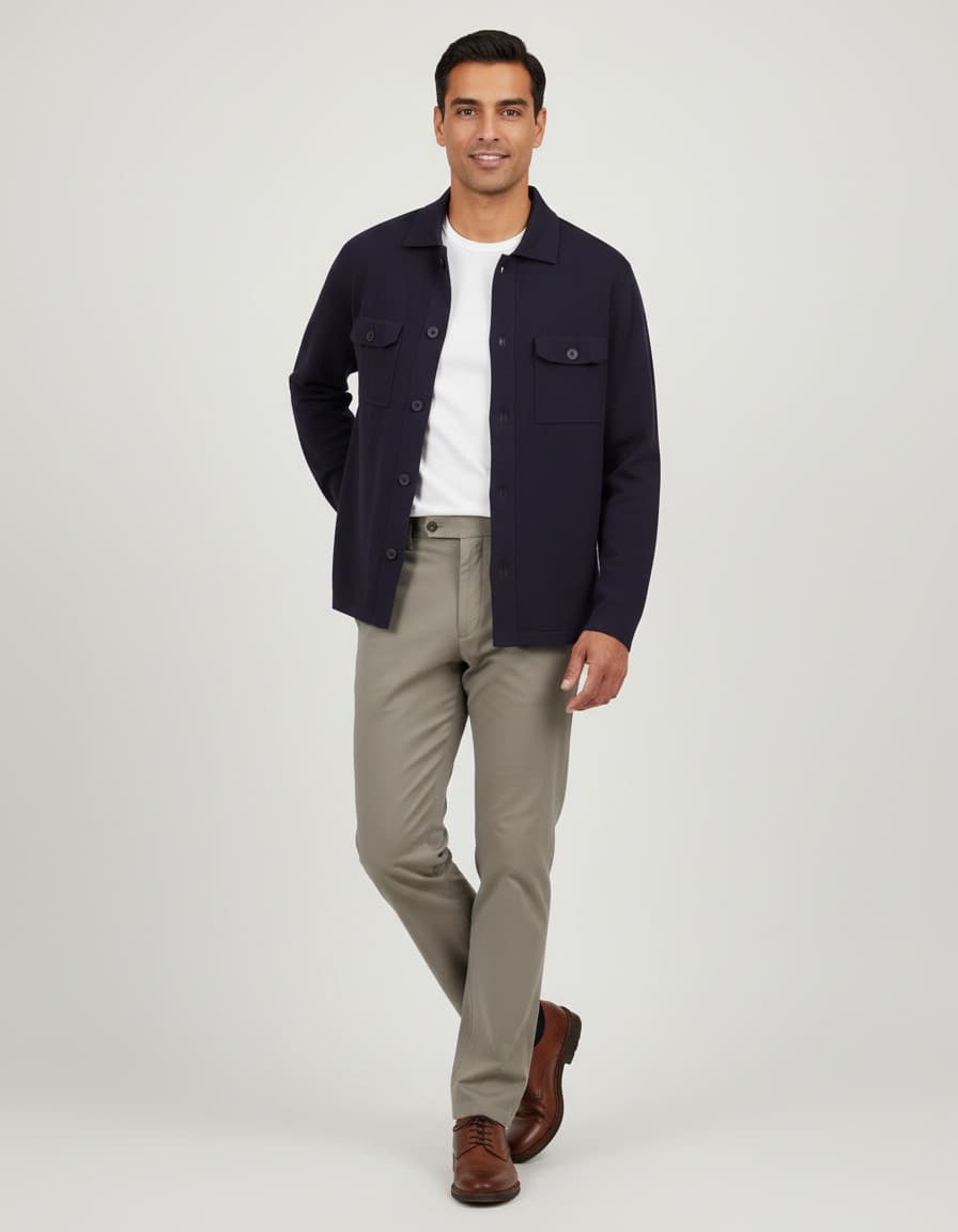 Overshirt wolblend navy — op model