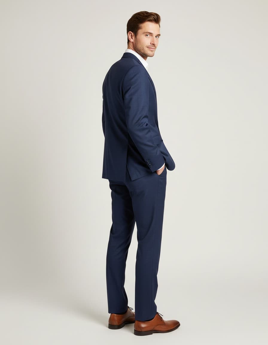 Pak wol sharkskin royalblue — op model