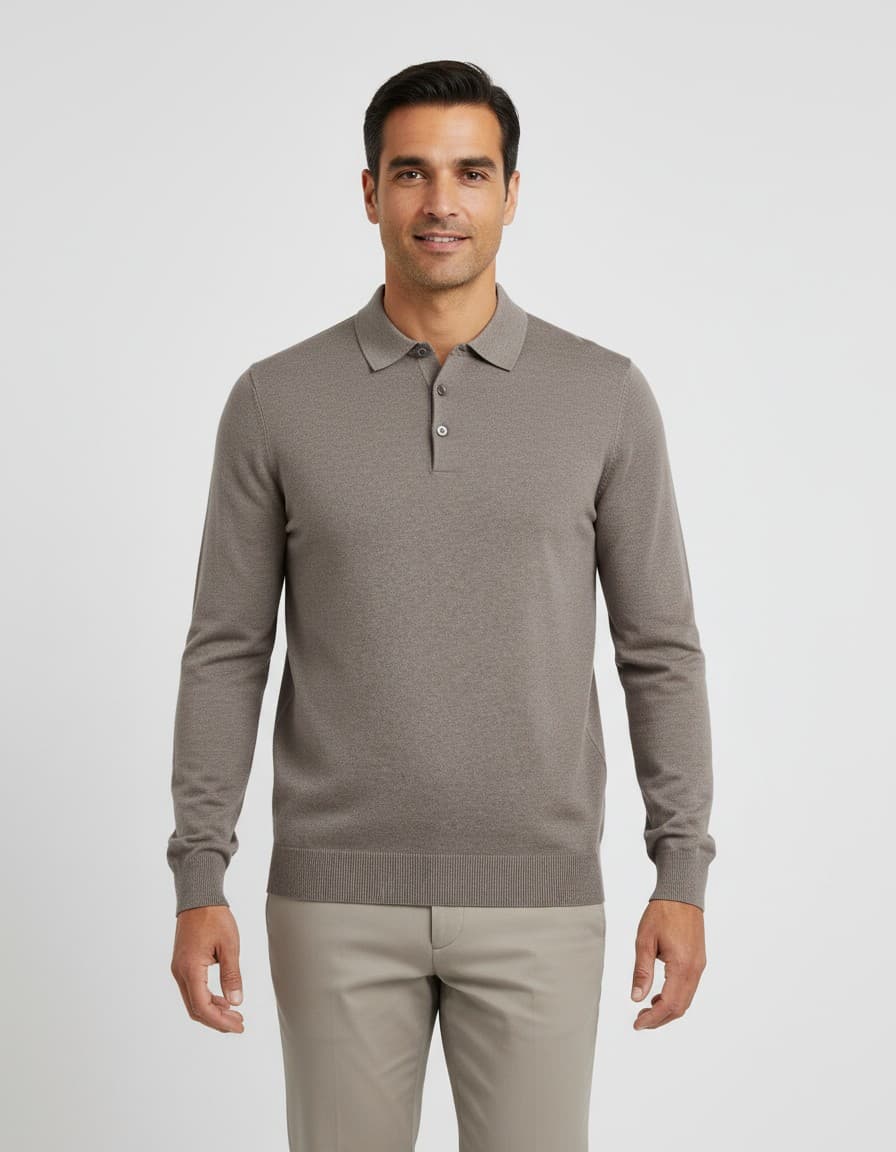Trui polokraag bruin — op model