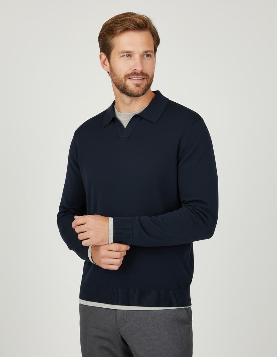 Trui riva katoen blauw — op model