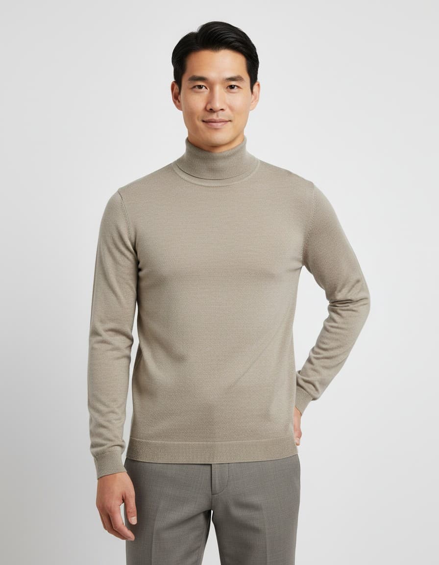 Turtle neck khaki — op model