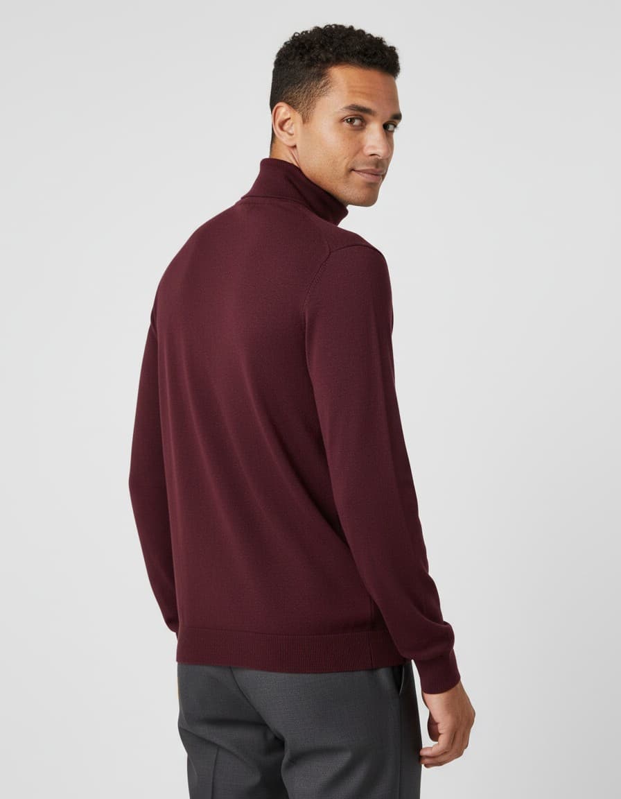 Turtle neck marron rood — op model