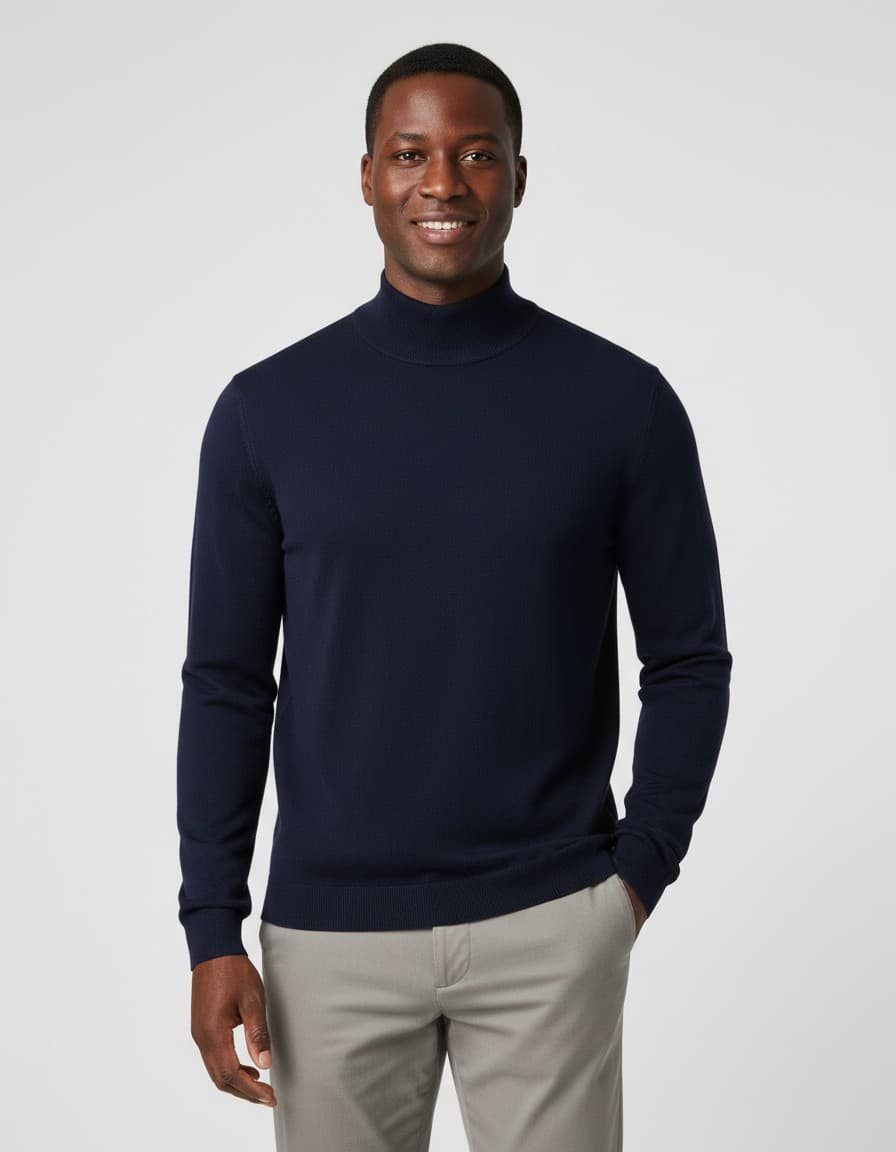 Turtle neck navy — op model