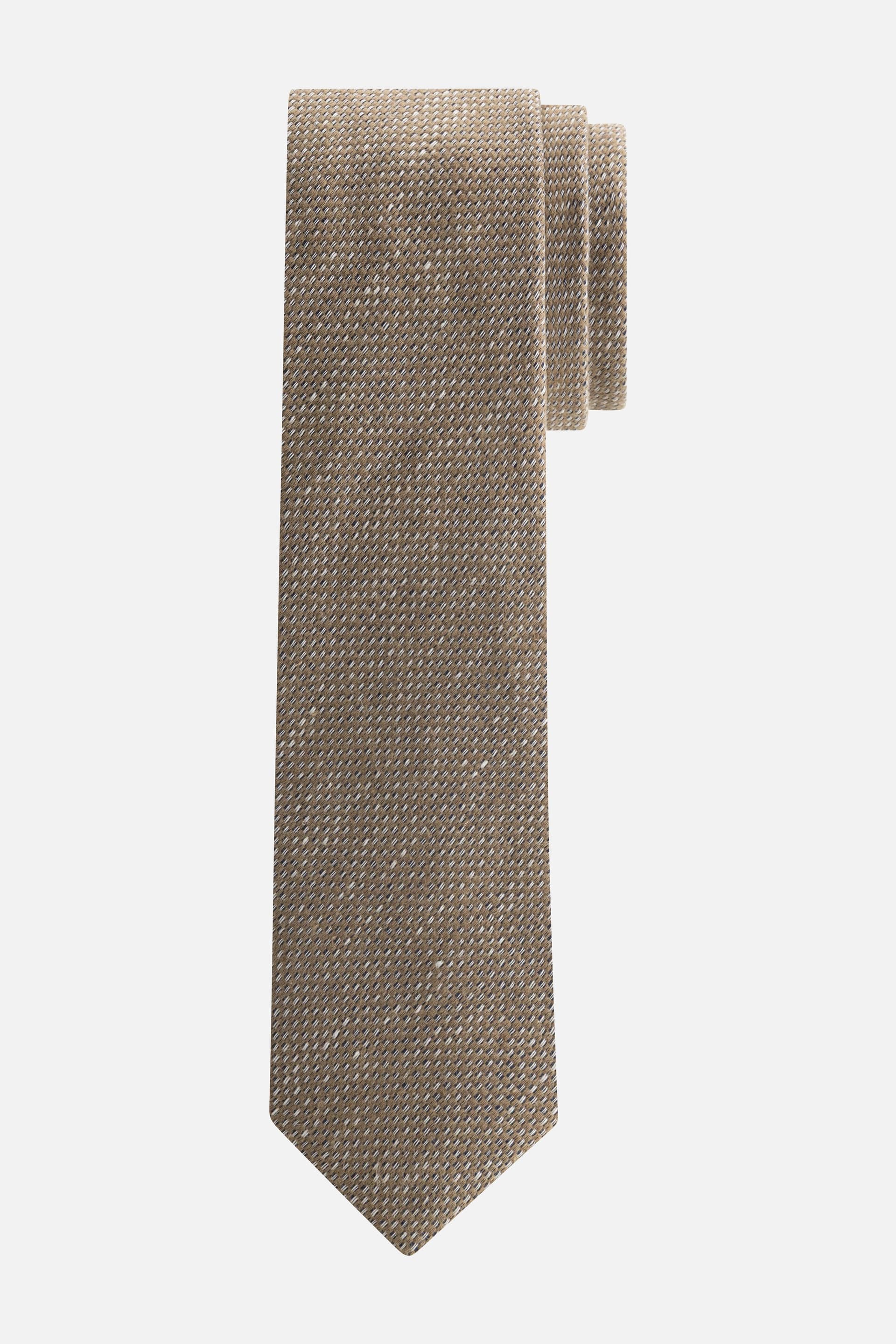 Stropdas zijde gewoven motief beige-wit