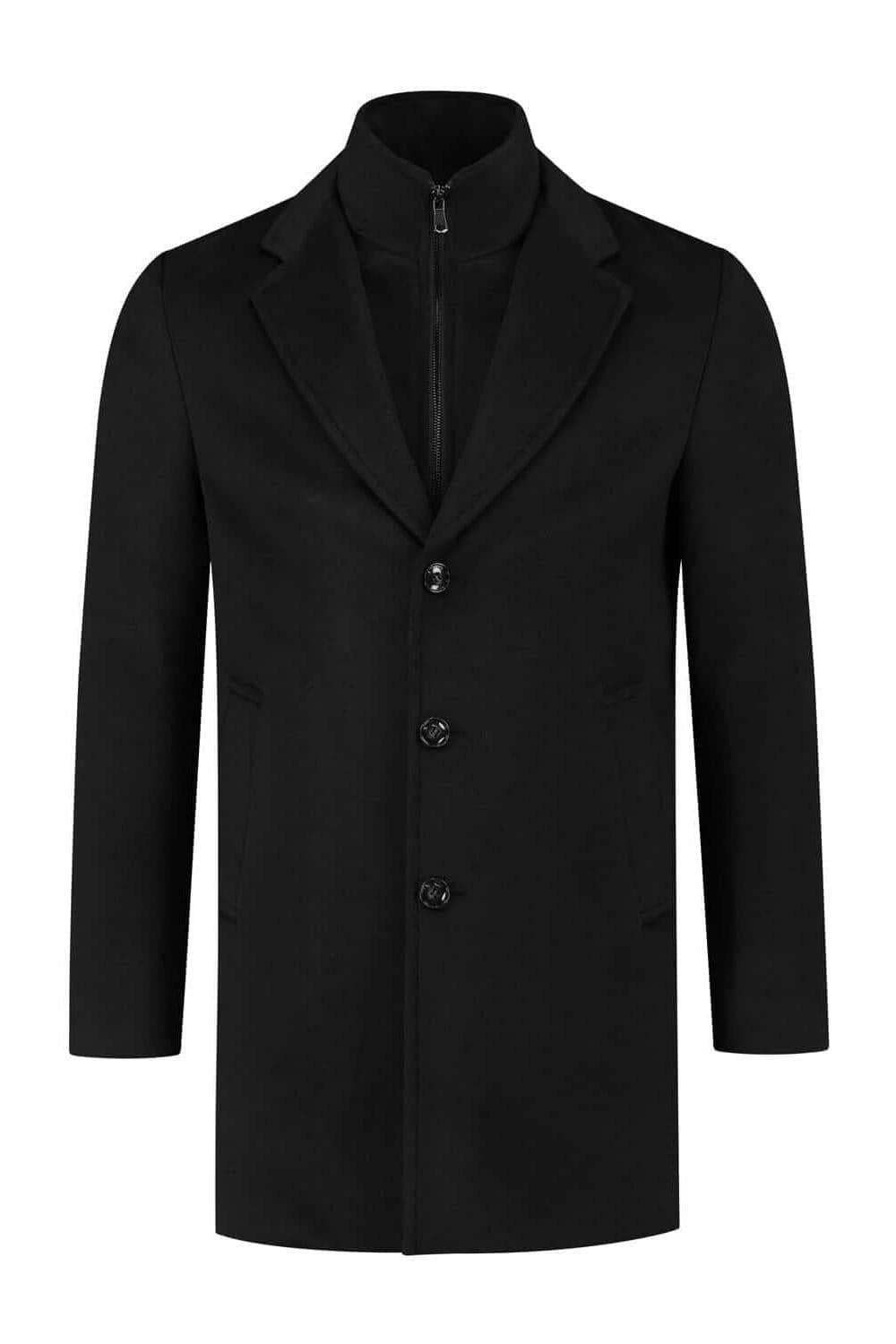 Coat windvanger zwart
