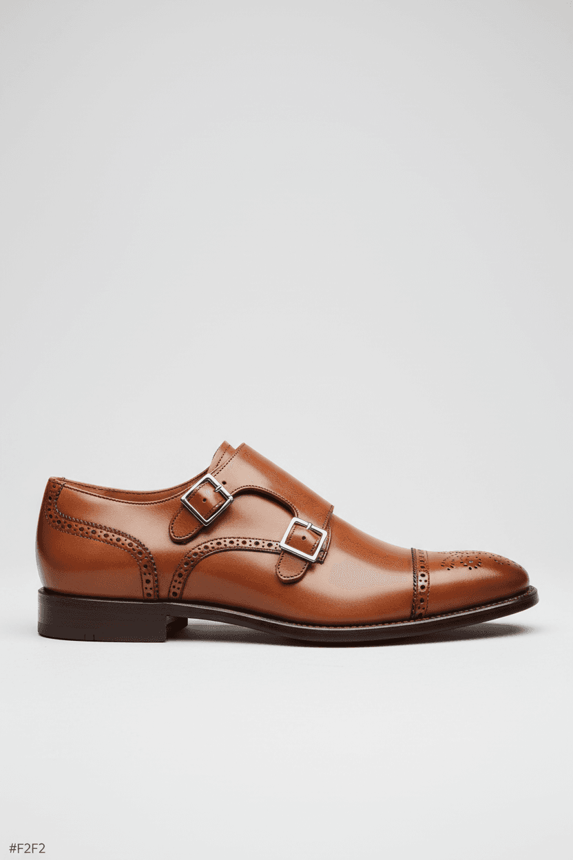 Dubbele gesp cognac