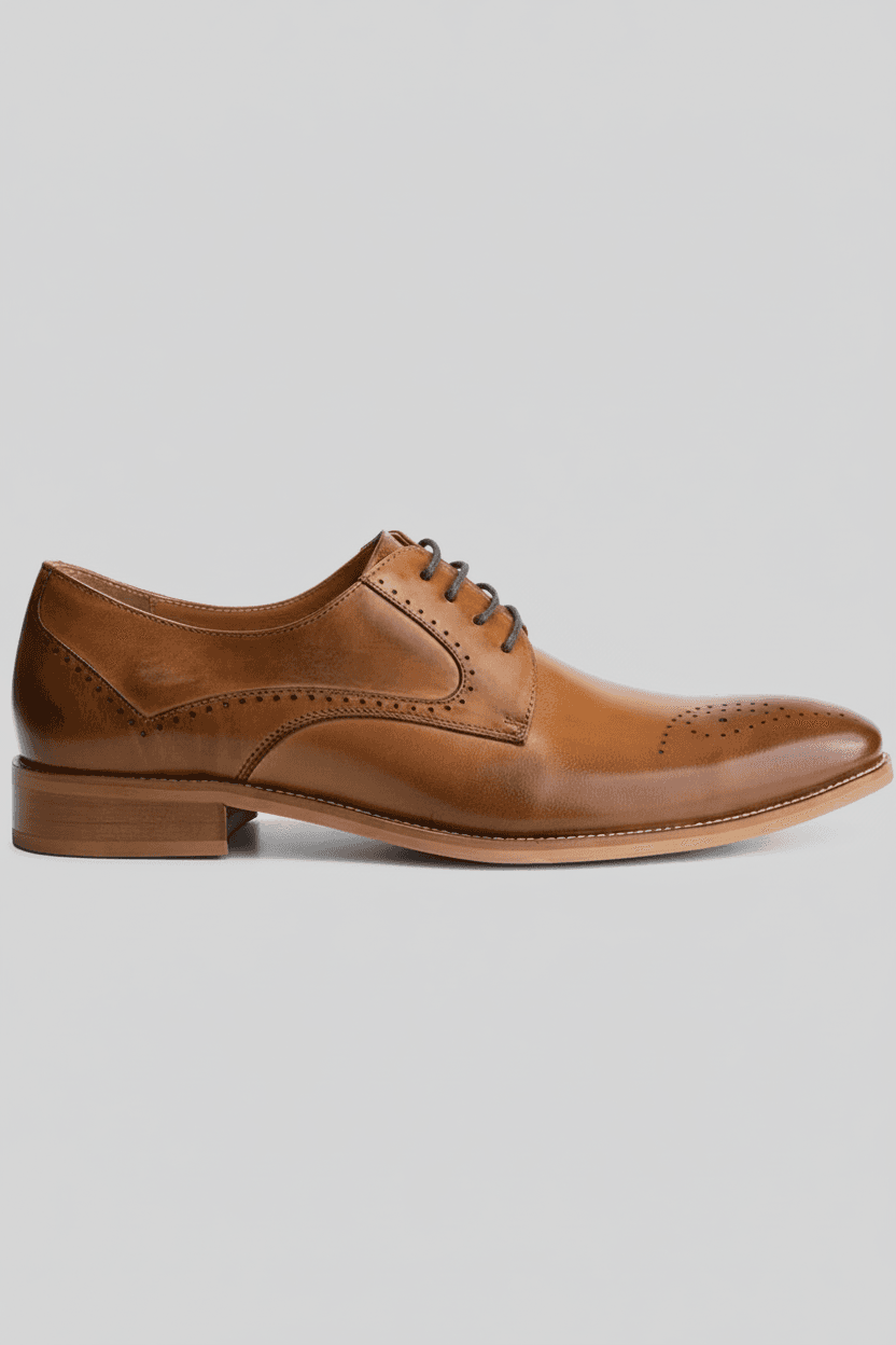 Veterschoenen gaatjespatroon cognac